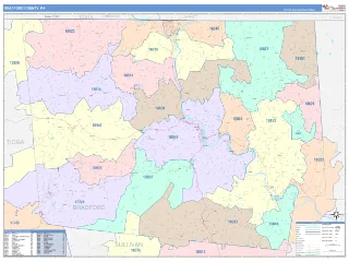 Bradford County, PA ColorCast style ZIP Code wall map