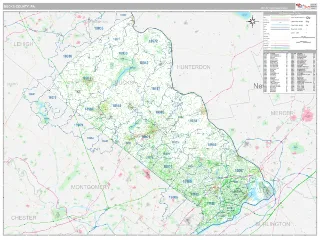 Bucks County, PA Classic style ZIP Code wall map