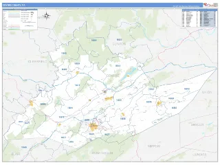 Centre County, PA Business Reference style ZIP Code wall map