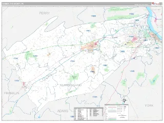 Cumberland County, PA Classic style ZIP Code wall map