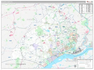 Delaware County, PA Classic style ZIP Code wall map