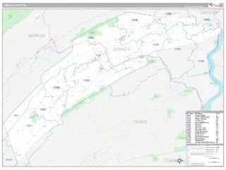 Juniata County, PA Classic style ZIP Code wall map