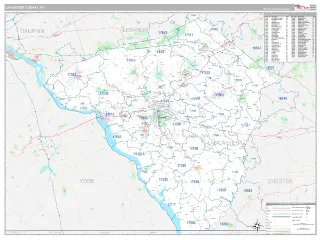 Lancaster County, PA Classic style ZIP Code wall map