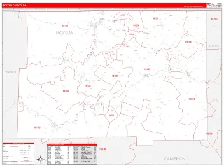 McKean County, PA RedLine style ZIP Code wall map