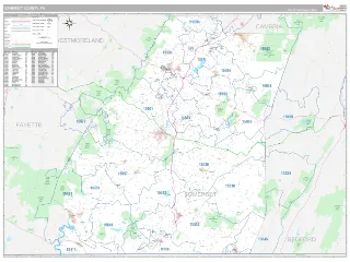 Somerset County, PA Classic style ZIP Code wall map