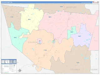 Sullivan County, PA ColorCast style ZIP Code wall map