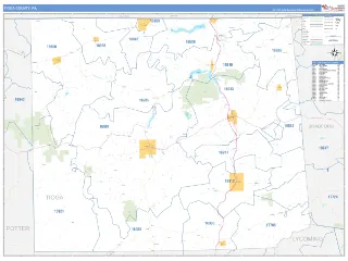 Tioga County, PA Business Reference style ZIP Code wall map