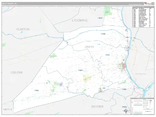 Union County, PA Classic style ZIP Code wall map