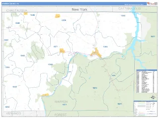 Warren County, PA Business Reference style ZIP Code wall map