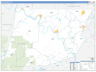 Wyoming County, PA Business Reference style ZIP Code wall map