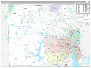 Providence County, RI Classic style ZIP Code wall map