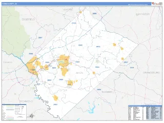 Aiken County, SC Business Reference style ZIP Code wall map