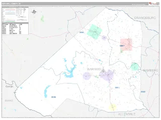 Barnwell County, SC Classic style ZIP Code wall map