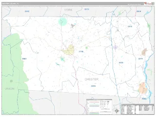 Chester County, SC Classic style ZIP Code wall map