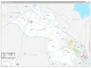 Dorchester County, SC Classic style ZIP Code wall map