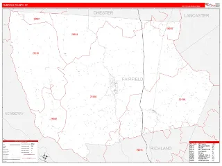 Fairfield County, SC RedLine style ZIP Code wall map