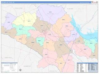 Orangeburg County, SC ColorCast style ZIP Code wall map
