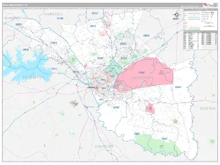Richland County, SC Classic style ZIP Code wall map
