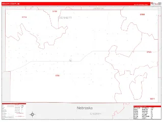 Bennett County, SD RedLine style ZIP Code wall map