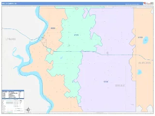 Brule County, SD ColorCast style ZIP Code wall map