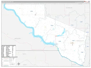 Charles Mix County, SD Classic style ZIP Code wall map
