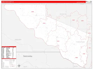 Charles Mix County, SD RedLine style ZIP Code wall map