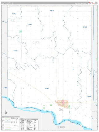 Clay County, SD Classic style ZIP Code wall map