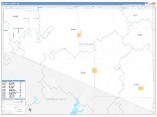 Douglas County, SD Business Reference style ZIP Code wall map