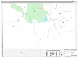 Fall River County, SD Classic style ZIP Code wall map