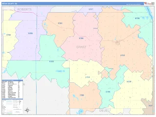 Grant County, SD ColorCast style ZIP Code wall map