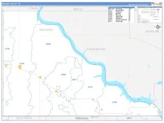 Gregory County, SD Business Reference style ZIP Code wall map