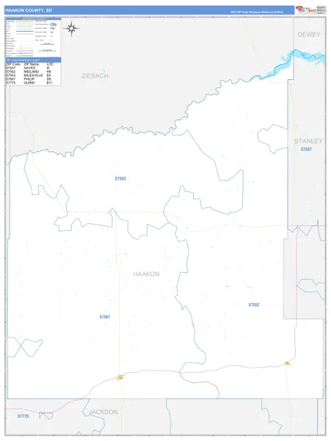Haakon County, SD map