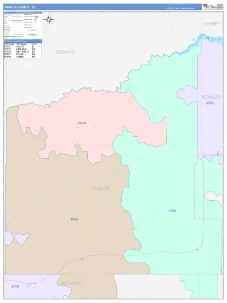 Haakon County, SD ColorCast style ZIP Code wall map