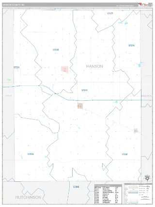 Hanson County, SD Classic style ZIP Code wall map