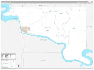 Hughes County, SD Classic style ZIP Code wall map