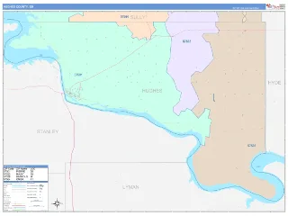 Hughes County, SD ColorCast style ZIP Code wall map