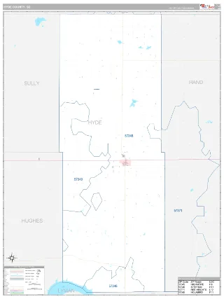 Hyde County, SD Classic style ZIP Code wall map