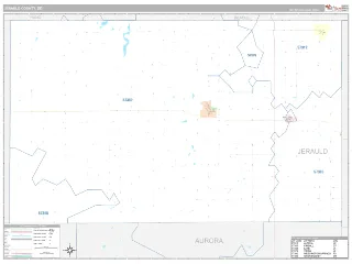 Jerauld County, SD Classic style ZIP Code wall map