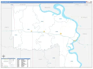Lyman County, SD Business Reference style ZIP Code wall map