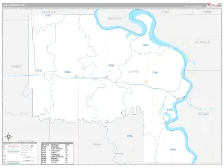 Lyman County, SD Classic style ZIP Code wall map