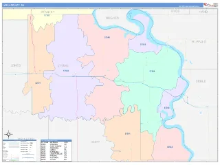 Lyman County, SD ColorCast style ZIP Code wall map