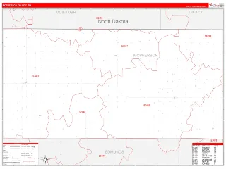 McPherson County, SD RedLine style ZIP Code wall map