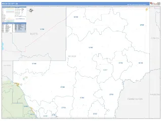 Meade County, SD Business Reference style ZIP Code wall map