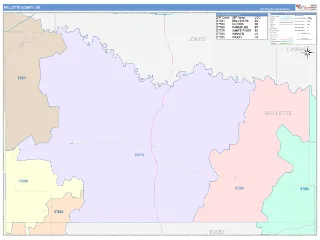 Mellette County, SD ColorCast style ZIP Code wall map