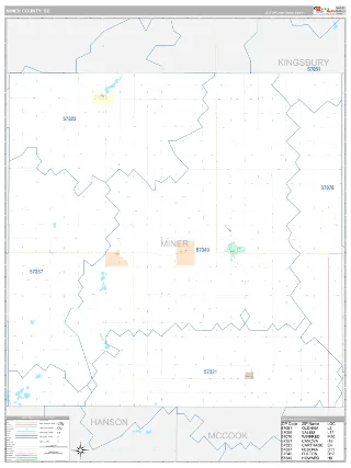 Miner County, SD Classic style ZIP Code wall map
