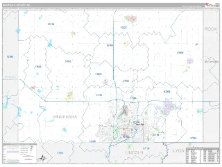 Minnehaha County, SD Classic style ZIP Code wall map