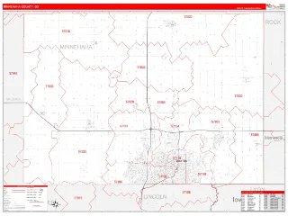 Minnehaha County, SD RedLine style ZIP Code wall map