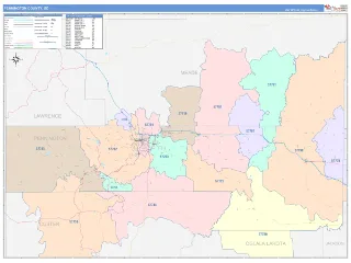 Pennington County, SD ColorCast style ZIP Code wall map