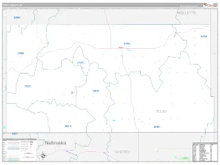 Todd County, SD Classic style ZIP Code wall map