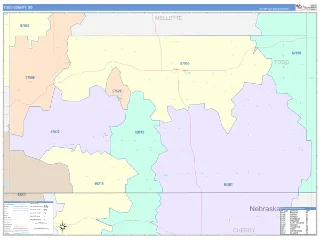 Todd County, SD ColorCast style ZIP Code wall map